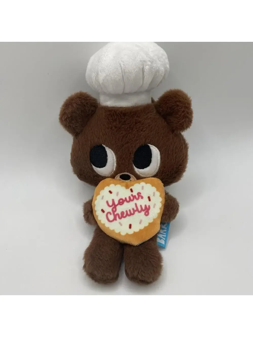 Bark Box Valentine Teddy Barker Bear Chef Hat Dog Toy Squeaker S/M